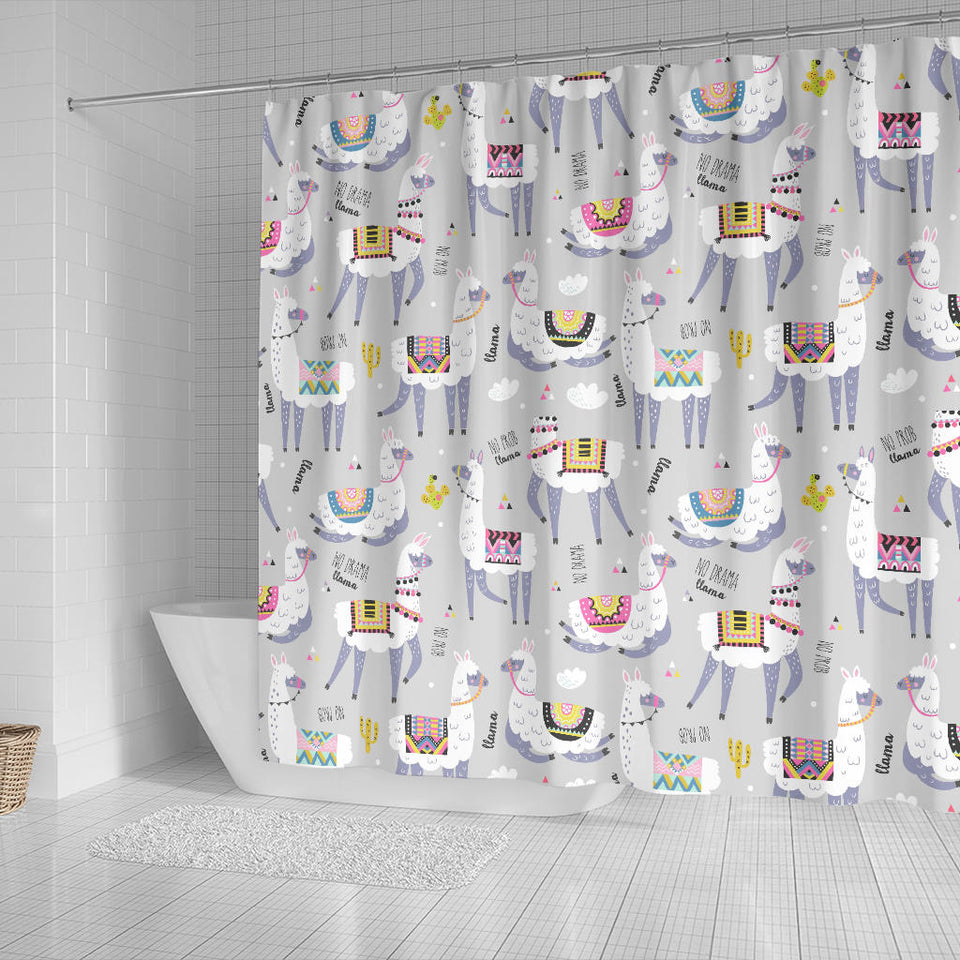 Cute Llama Alpaca Pattern Shower Curtain Fulfilled In US