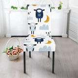 Cute Sleeping Sheep Moon Cloud Pattern Dining Chair Slipcover