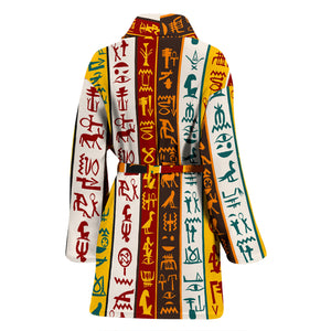 Egypt Hieroglyphics Pattern Print Design 01 Women's Bathrobe