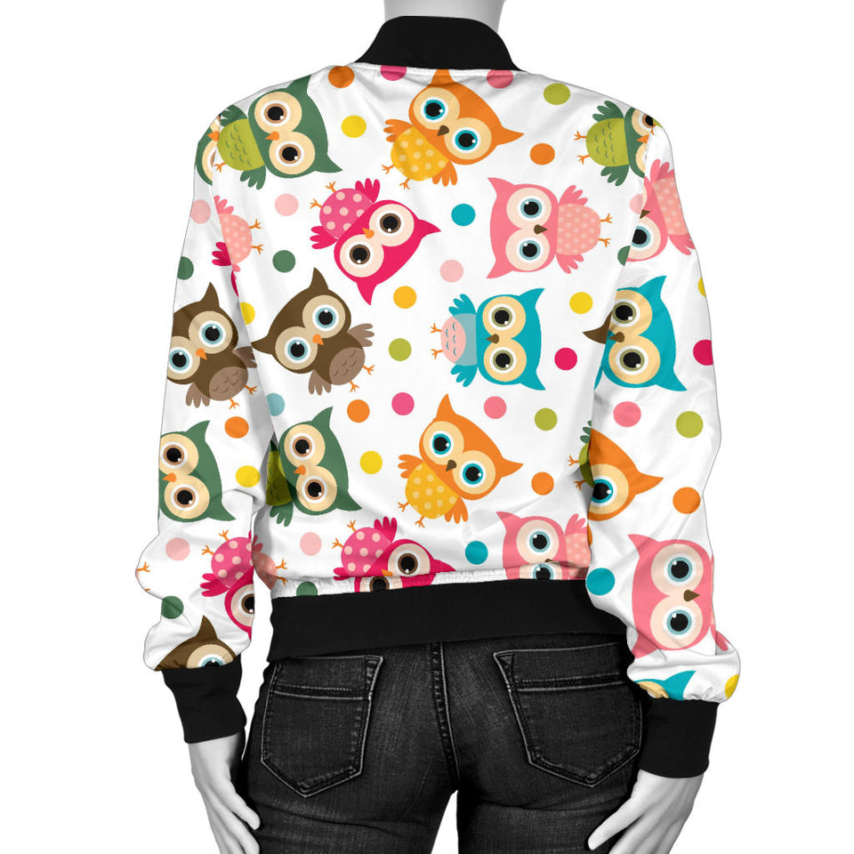 Color Cute Owl Pattern Women'S Bomber Jacket