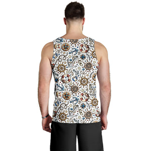 Cute nautical steering wheel anchor pattern Men Tank Top