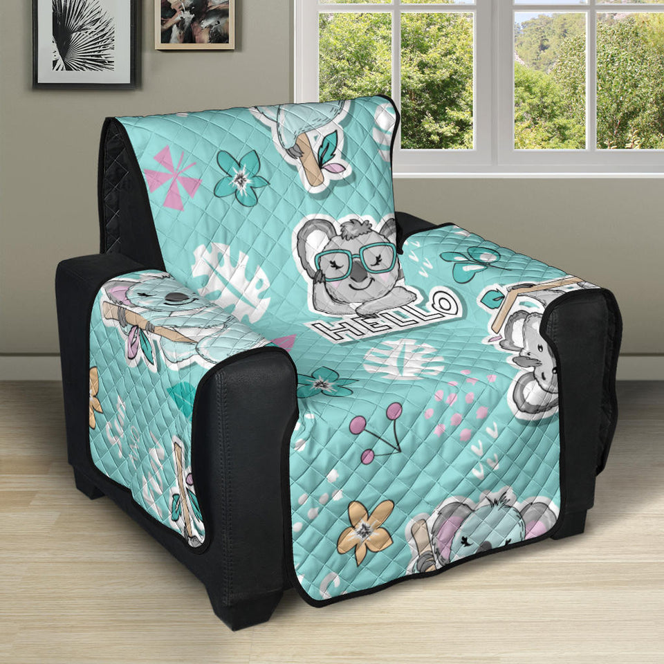 Cute koalas blue background pattern Recliner Cover Protector