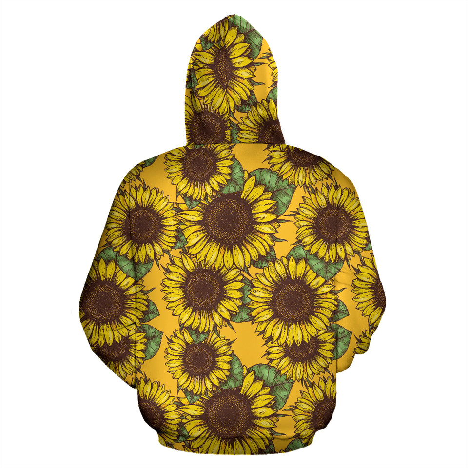 Sunflower Pattern Zip Up Hoodie