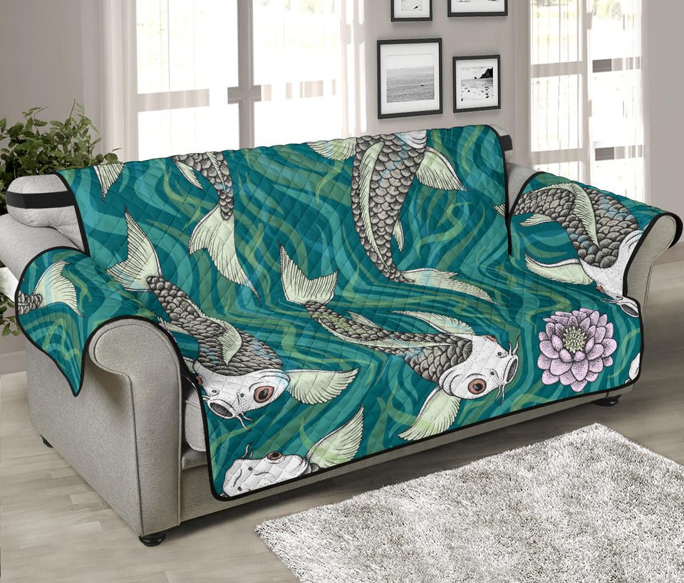 Koi Fish Carp Fish lotus pattern Sofa Cover Protector