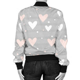 Heart Pattern Gray Background Women'S Bomber Jacket