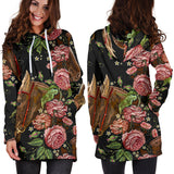 Horse Head Wild Roses Pattern Women'S Hoodie Dress