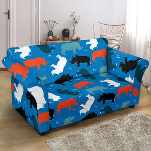 Colorful Rhino Pattern Loveseat Couch Slipcover