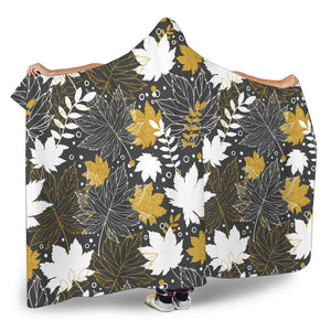 Beautiful Gold Autumn Maple Leaf Pattern Hooded Blanket