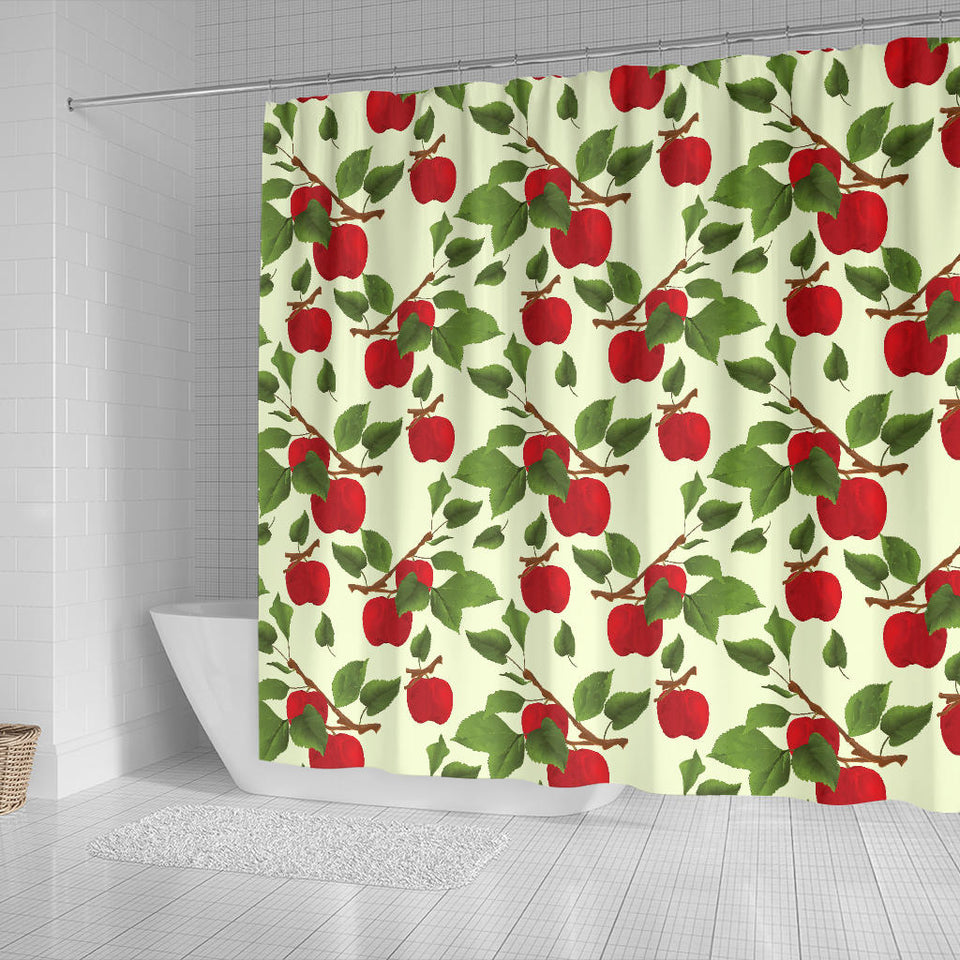 Red Apples Leaves Pattern Shower Curtain Fulfilled In US