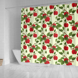 Red Apples Leaves Pattern Shower Curtain Fulfilled In US