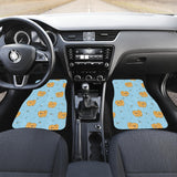 Brown Cute Pomeranian Blue Blackground Front And Back Car Mats