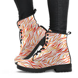 Fire Flame Watercolor Pattern Leather Boots