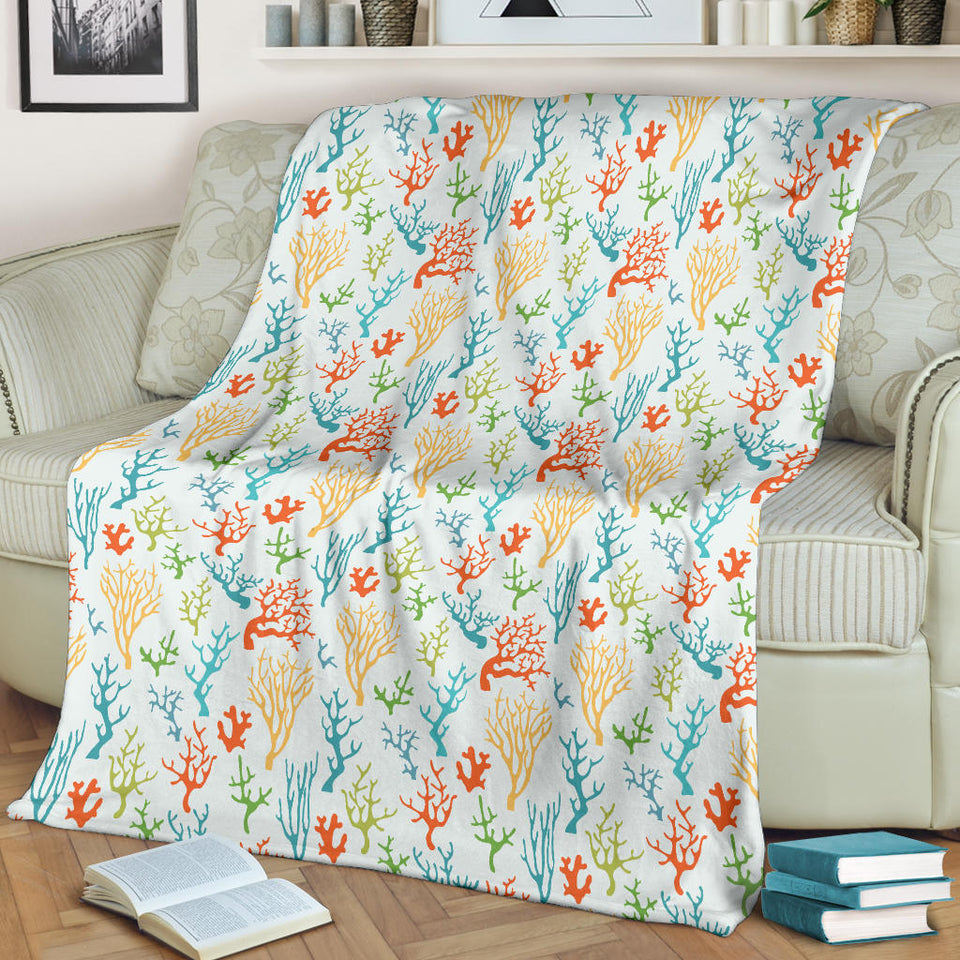 Coral Reef Pattern Print Design 02 Premium Blanket