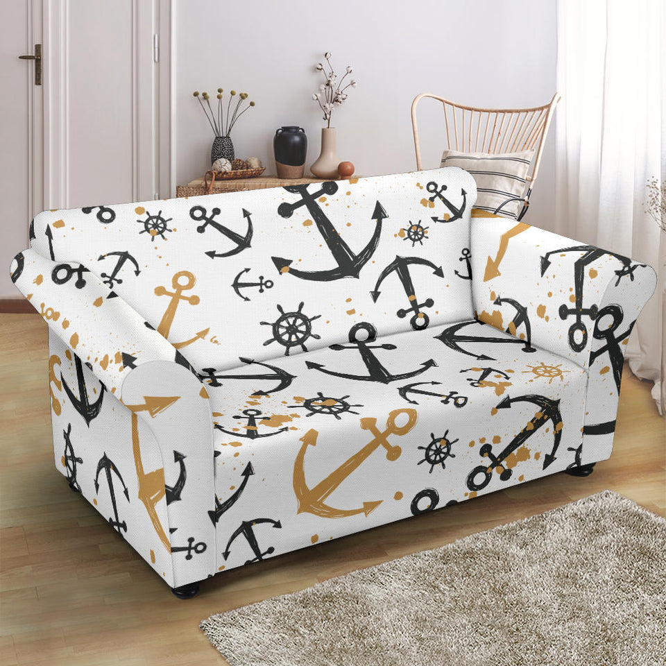 Anchors Rudders Pattern Loveseat Couch Slipcover