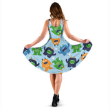 Alien Pattern Print Design 04 Sleeveless Midi Dress