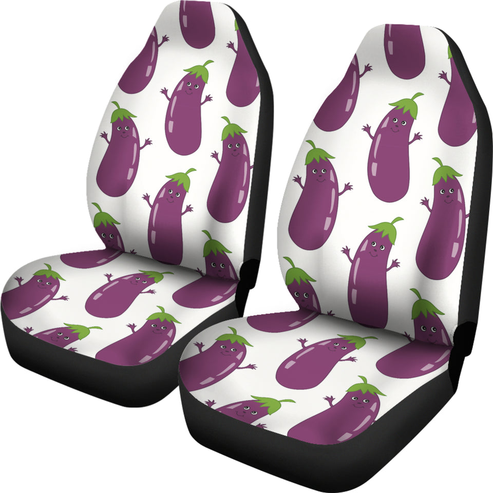 Eggplant Pattern Print Design 01 Universal Fit Car Seat Covers