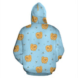 Brown Cute Pomeranian Blue Blackground Zip Up Hoodie