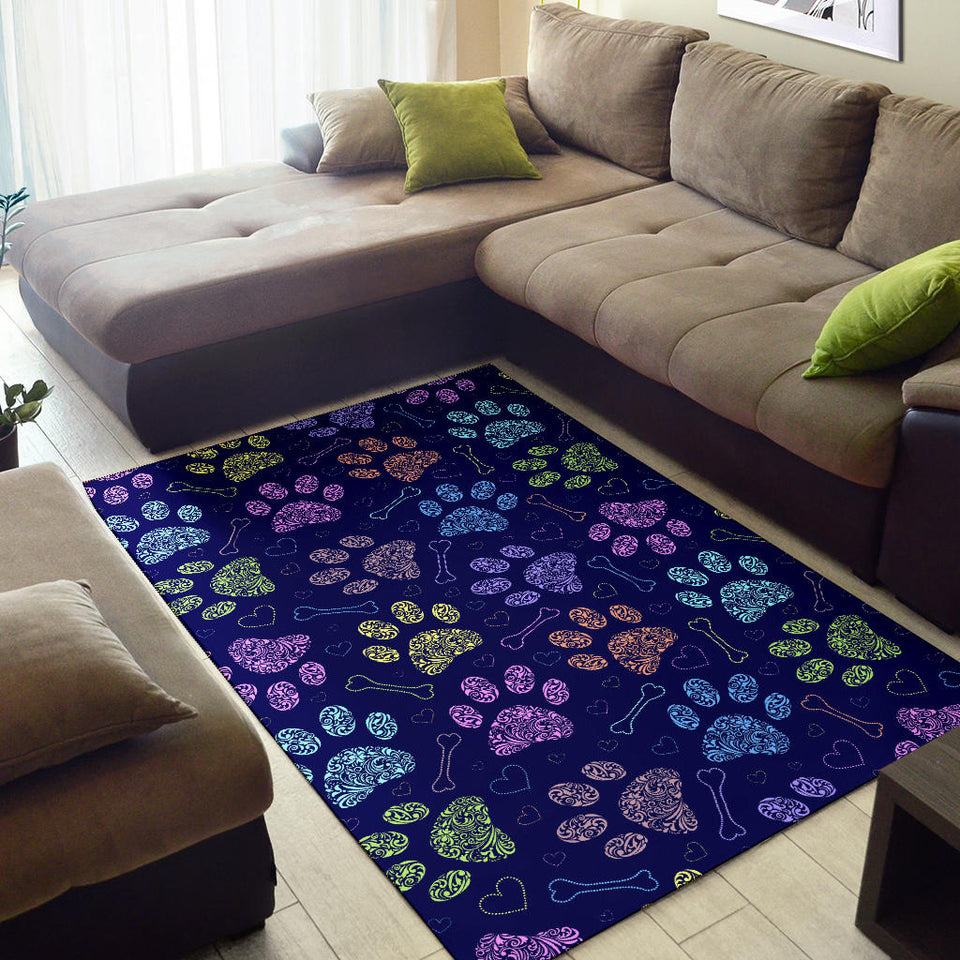 Dog Paws Pattern Print Design 02 Area Rug