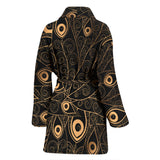 Gold Peacock Feather Pattern Women'S Bathrobe