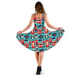 British Pattern Print Design 04 Sleeveless Midi Dress