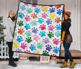 Dog Paws Pattern Print Design 01 Premium Quilt