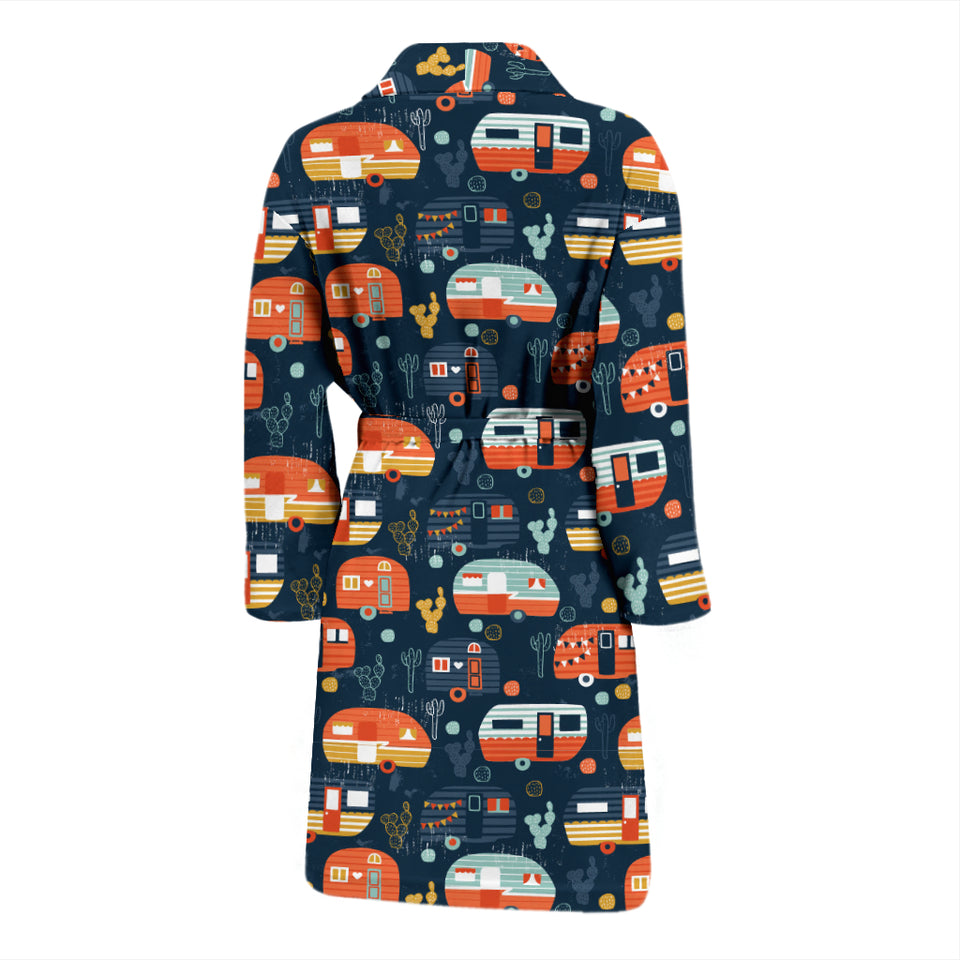 Camper Van Pattern Print Design 05 Men's Bathrobe