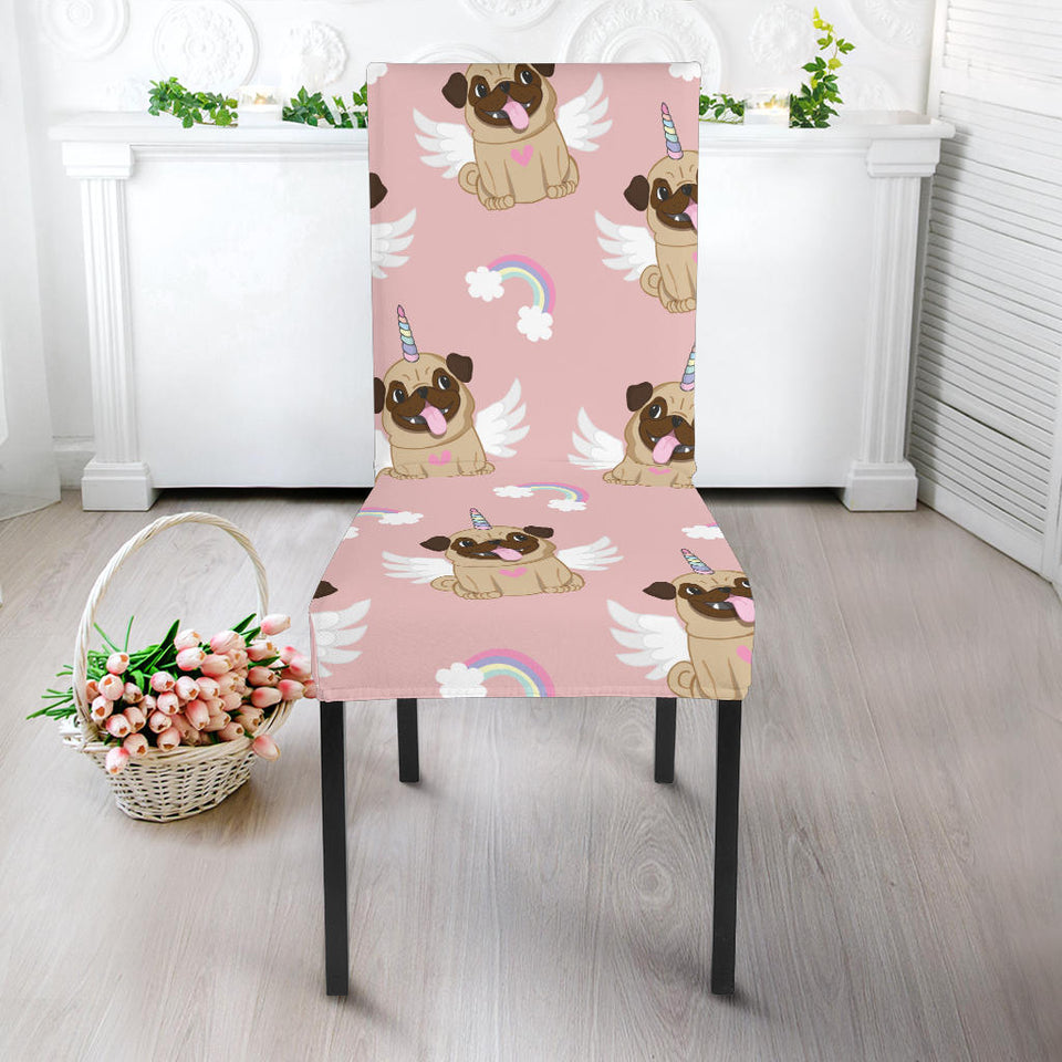 Cute Unicorn Pug Pattern Dining Chair Slipcover