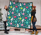 Snowman Bird Decorative Elements Christmas Pattern Premium Quilt