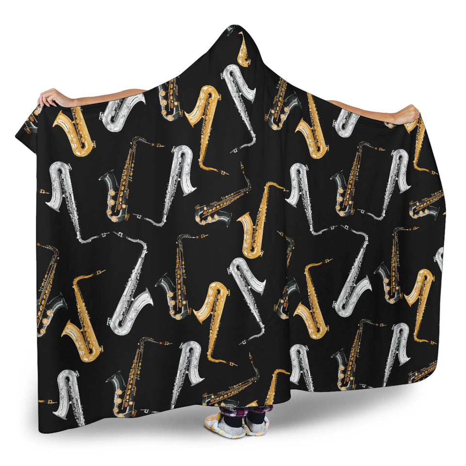 Saxophone Design Pattern Hooded Blanket