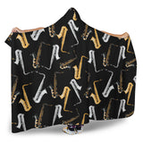 Saxophone Design Pattern Hooded Blanket