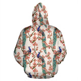 Peacock Tropical Flower Pattern Zip Up Hoodie