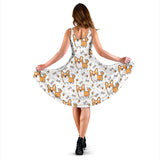 Cute Corgi Heart Star Bone Pattern Sleeveless Midi Dress