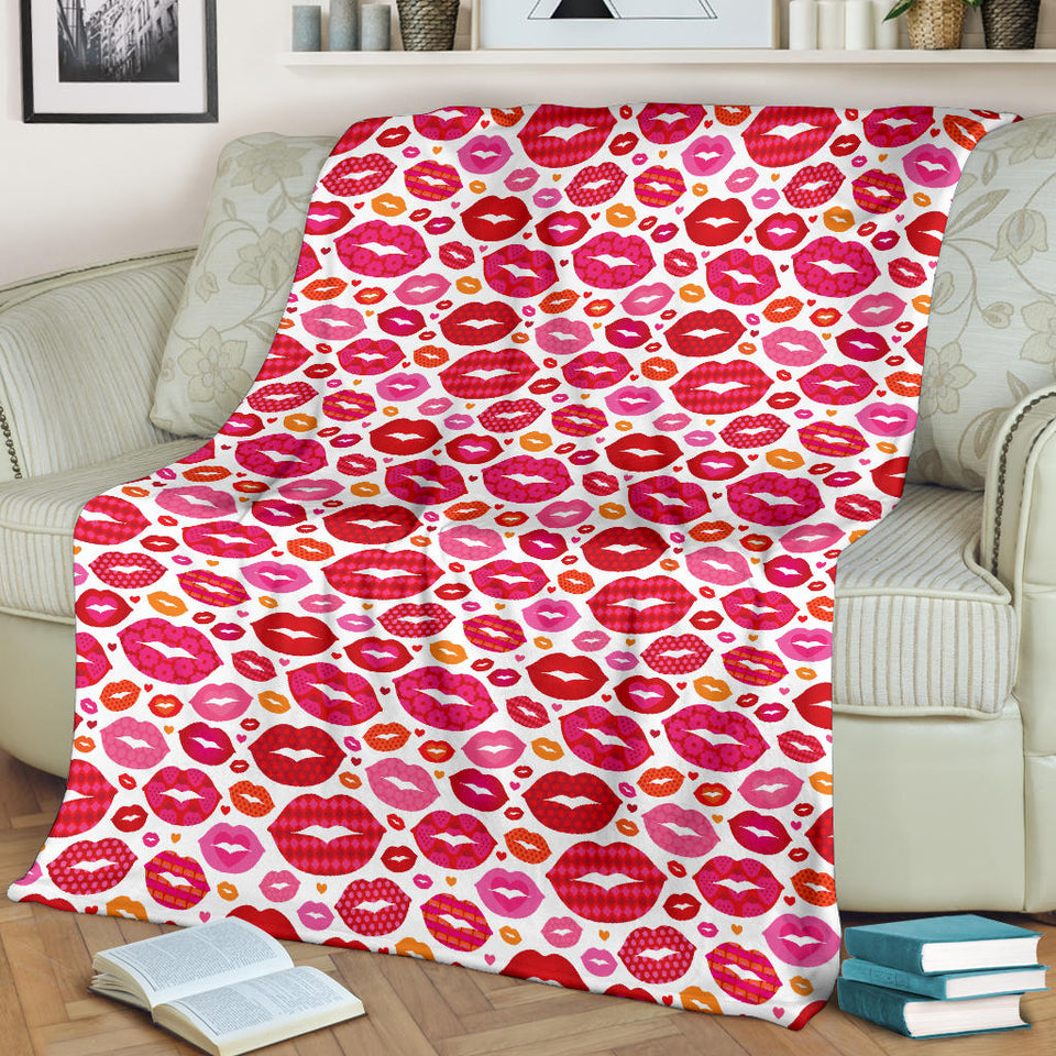 Lips Pattern Print Design 01 Premium Blanket