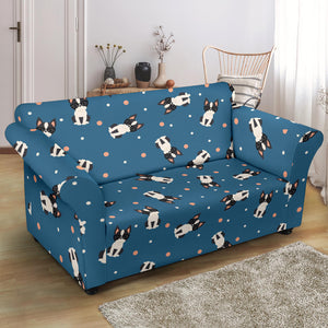 Cute Boston Terrier Dog Spattern Loveseat Couch Slipcover