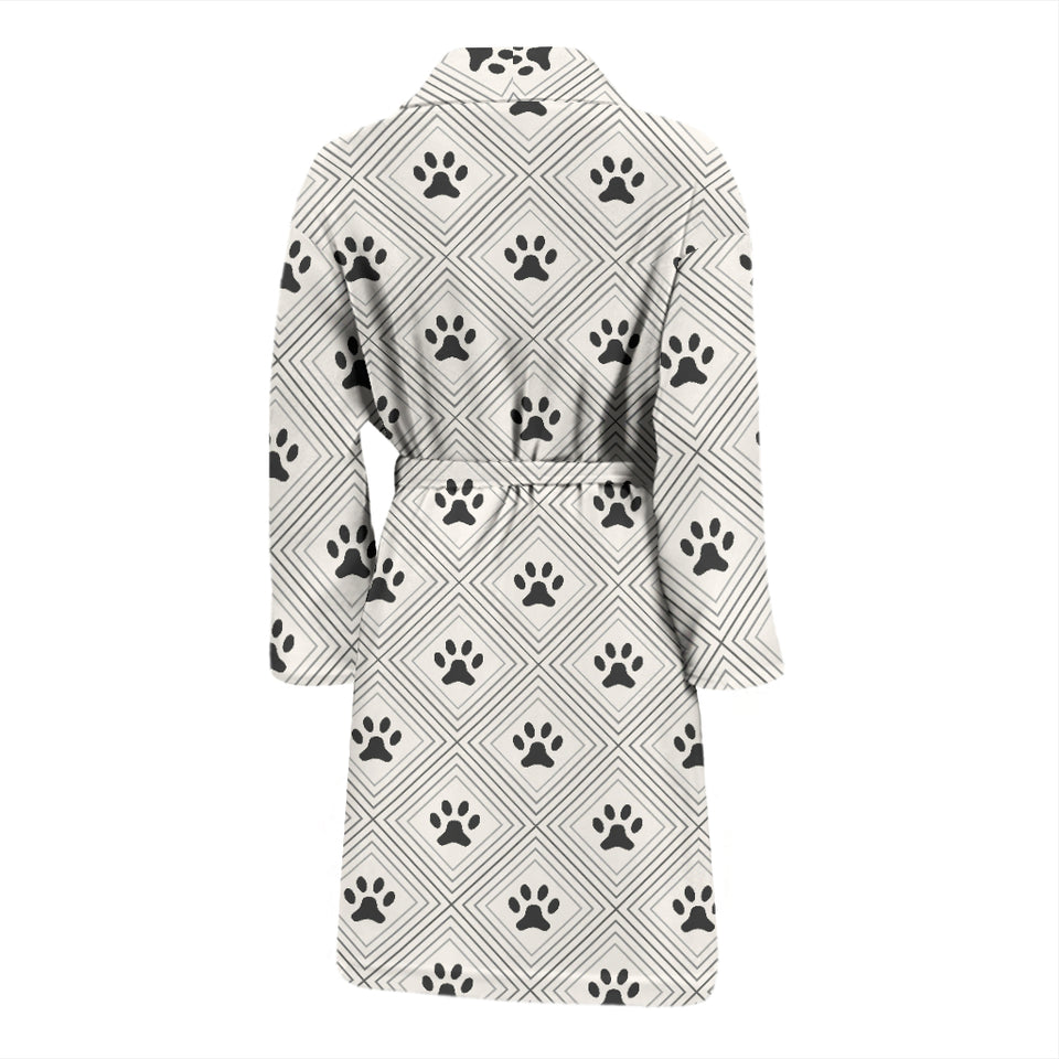 Dog Paws Pattern Print Design 03 Men's Bathrobe