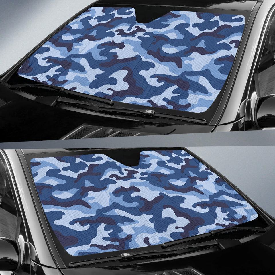 Blue Camo Camouflage Pattern Car Sun Shade