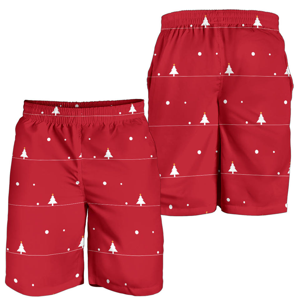 Christmas Tree Star Snow Red Background Men Shorts