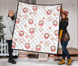 Daruma Japanese Wooden Doll Cherry Blossom Flower Pattern Premium Quilt