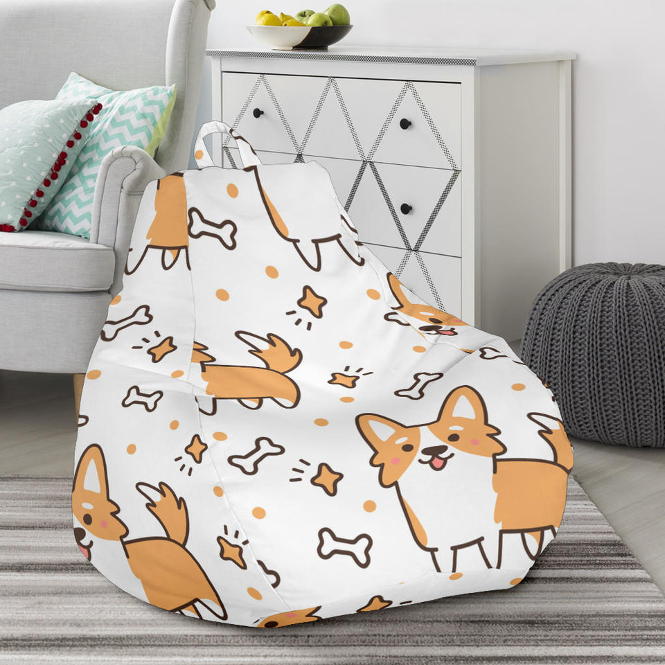 Cute Corgi Heart Star Bone Pattern Bean Bag Cover