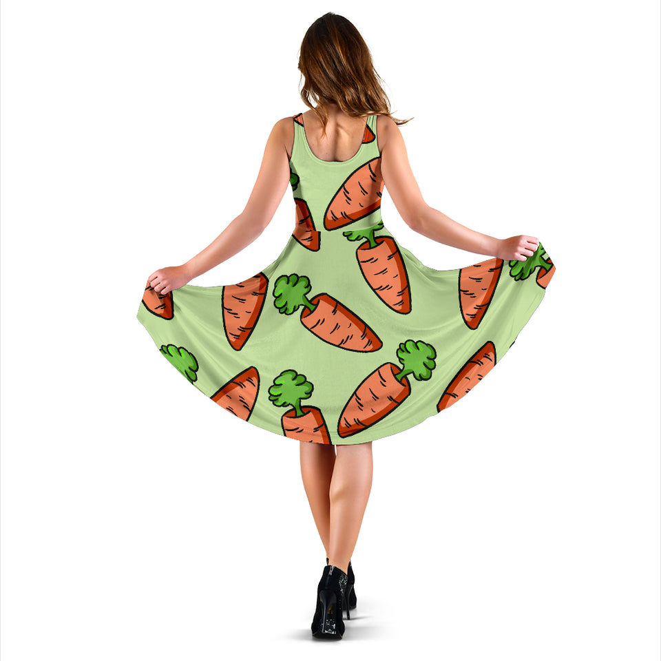 Carrot Pattern Print Design 05 Sleeveless Midi Dress