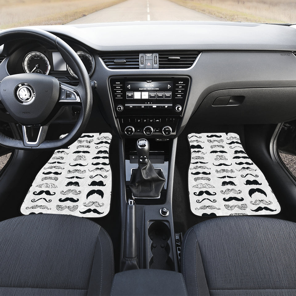 Mustache Beard Pattern Print Design 04 Front and Back Car Mats