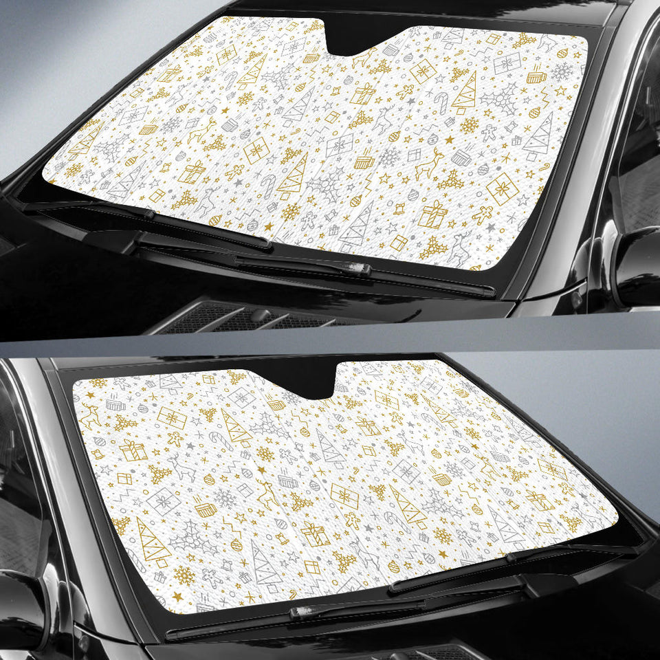 Christmas Tree Christmas Element Silver Gold Pattern Car Sun Shade