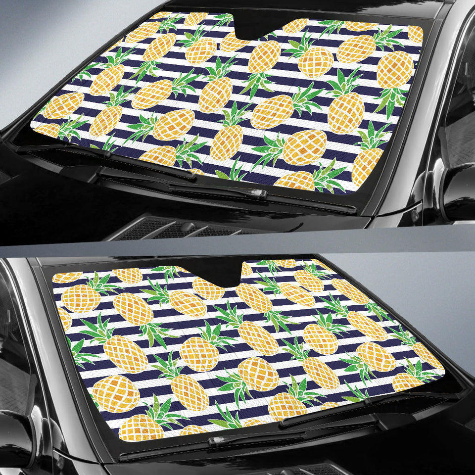 Pineapples Pattern Striped Background Car Sun Shade