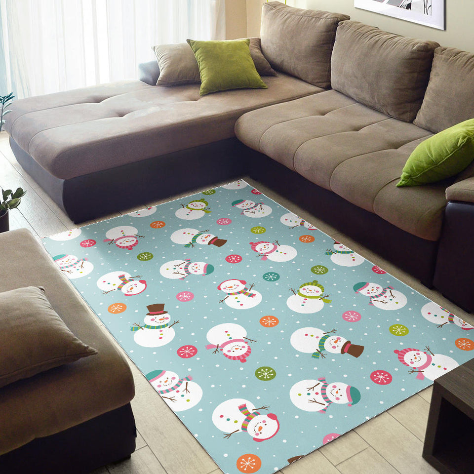 Cute Snowman Snowflake Pattern Area Rug