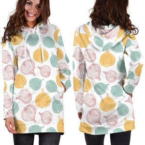 Colorful Onions White Background Women'S Hoodie Dress