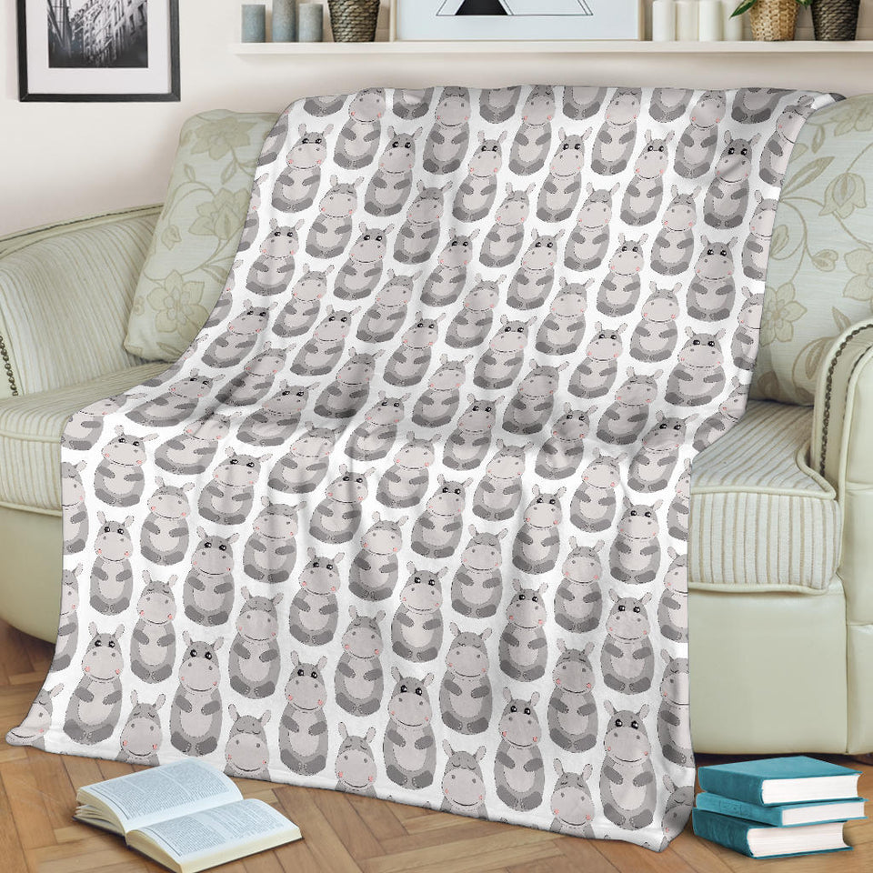 Hippopotamus Pattern Print Design 05 Premium Blanket