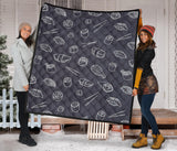 Sushi Pattern Black Background Premium Quilt