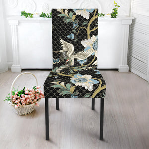 Japanese Crane Ornament Elements Dining Chair Slipcover