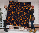 Halloween Pattern Pumpkin Background Premium Quilt