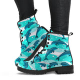 Dolphin Sea Pattern Leather Boots
